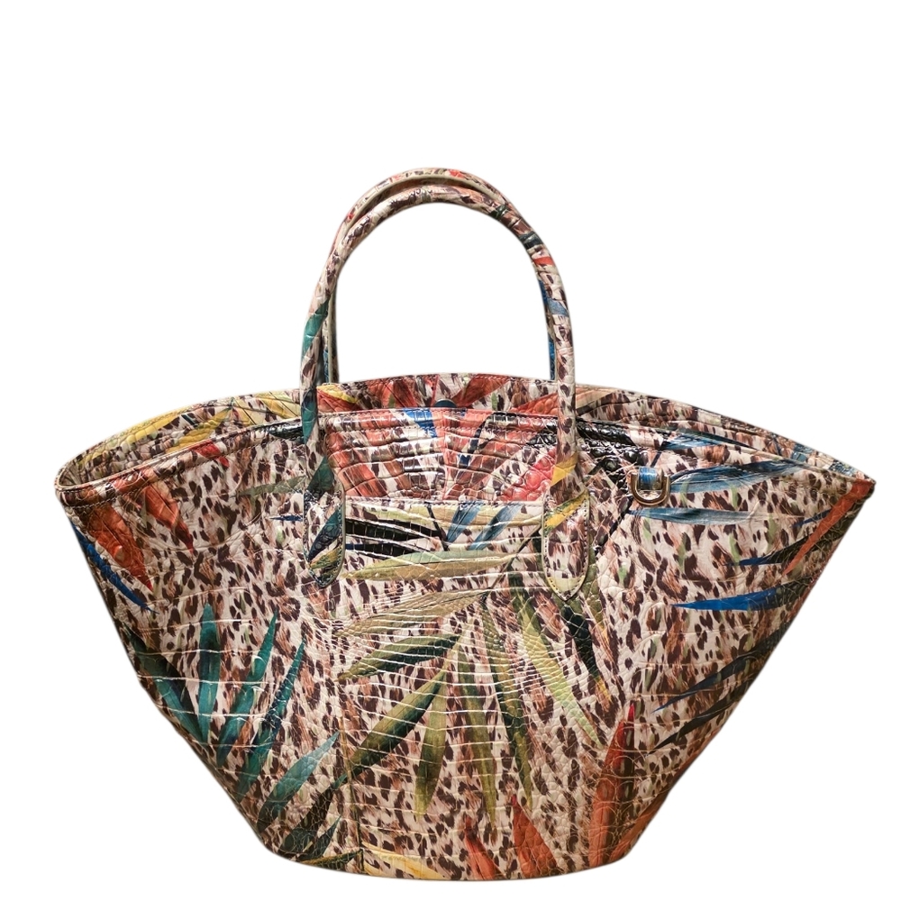 Brahmin Mira Botanica Croc-embossed Leather Market Tote Multi $365 - Picture 2 of 14
